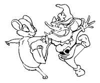 A coloring page of gnomes